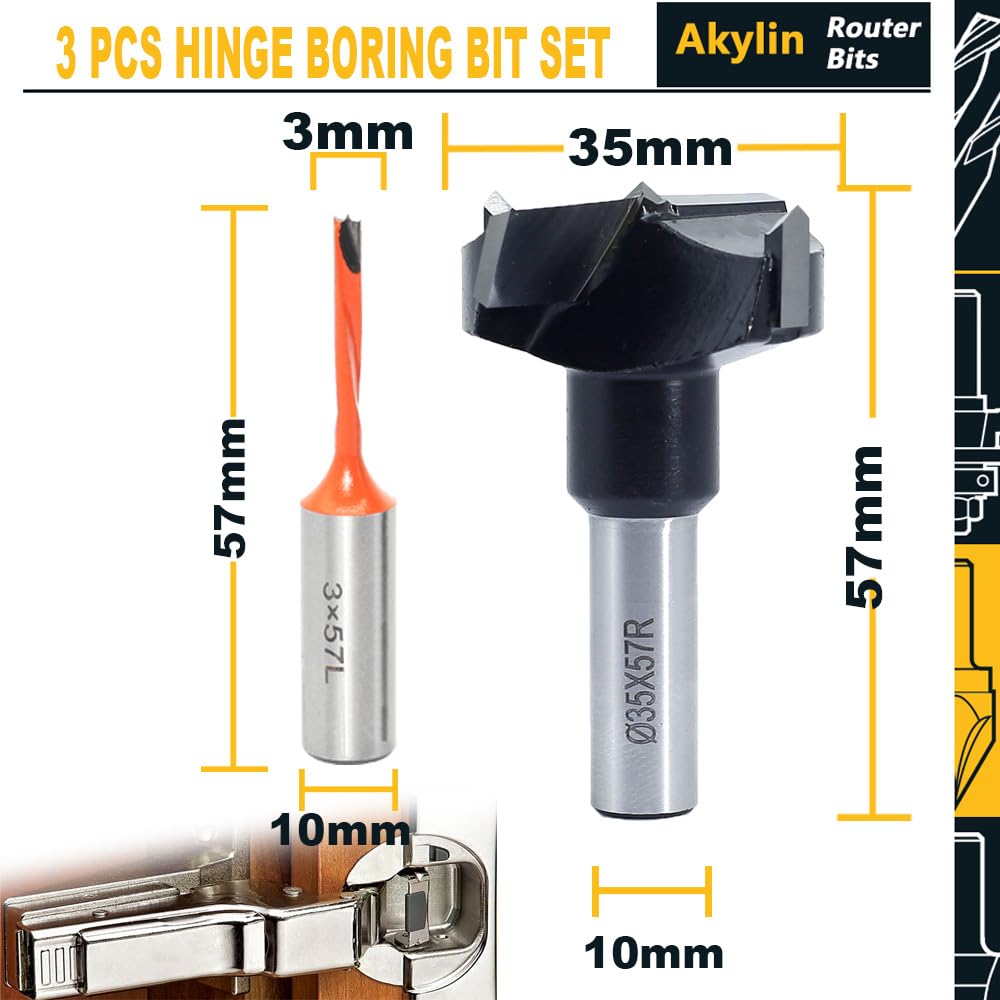 Hinge Boring Set - 3 Pcs for Cabinet Hinges -2