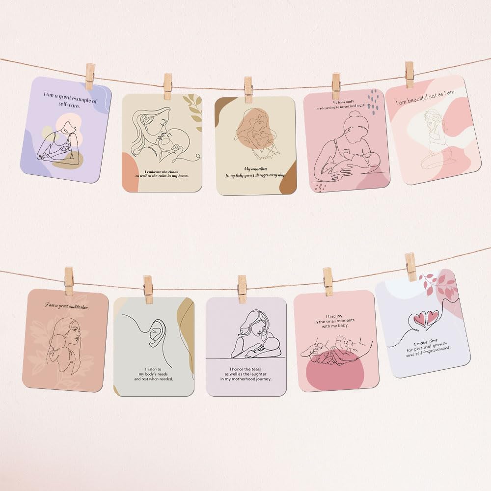 Cartes d'affirmation pour nouvelle maman - Lot de 45 - Cadeau fête des mères - Messages d'autonomisation - Essentiels post-partum