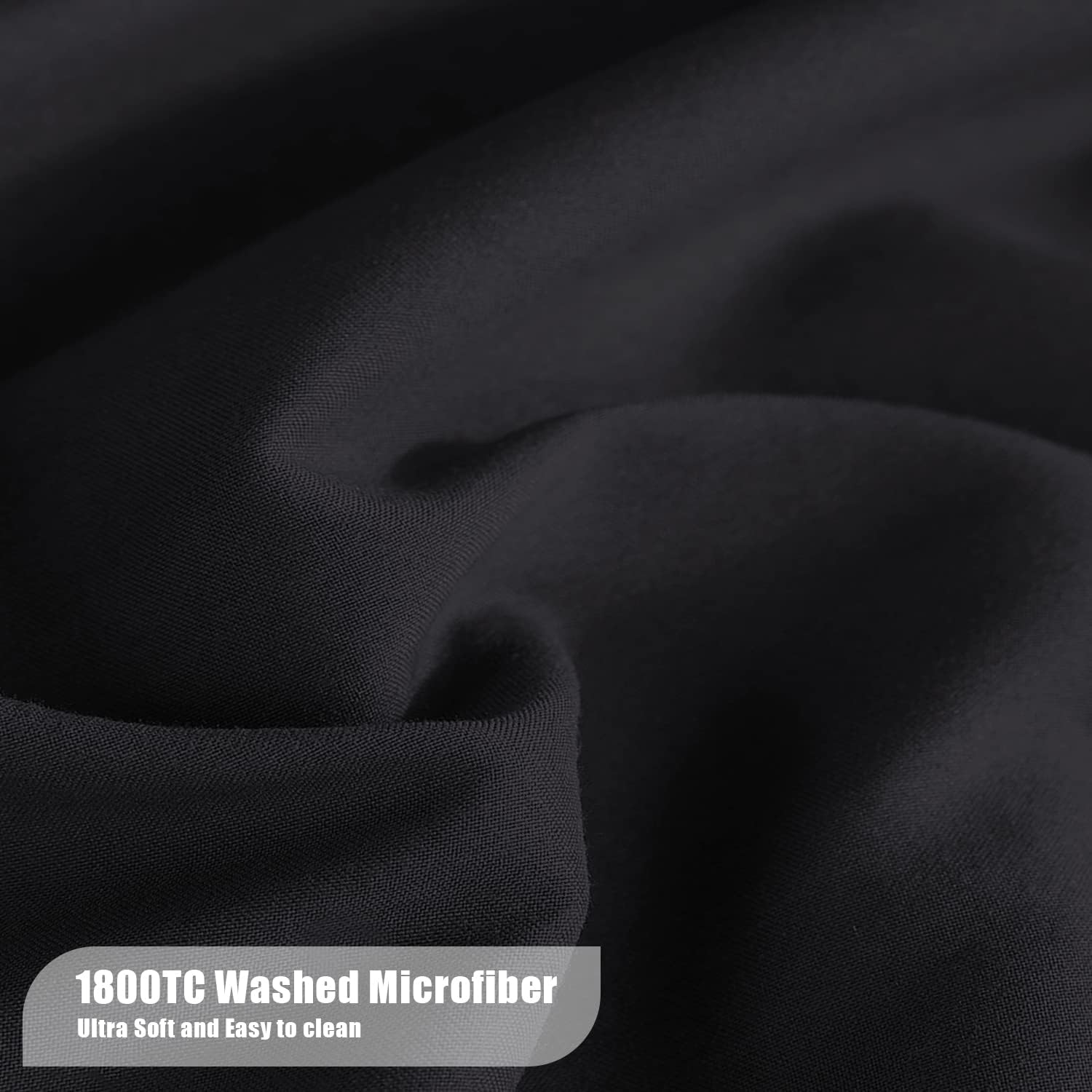 MOONQUEEN Lightweight Bedding Queen Bed Sheets Set - 95 GSM 4 Piece Bed Sheets Set - Microfiber Bed Sheet Set with 16" Deep Pockets - Shrinkage and Fade Resistant - Easy Care (King, Black)