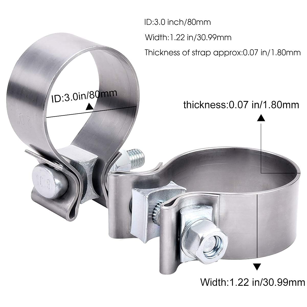 Claps Header Car Exhaust Manifold Clamp 5 Inch 2 Exhaust Clamp Aazon.co: ETL ...