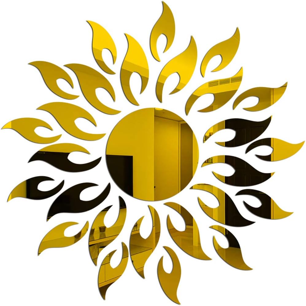 BWLuonan Sunflower Mirror Wall Stickers Decor, Round