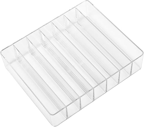 Miniatura 4 de SINJEUN Paquete de 4 organizadores de paletas acrílicas, 7 secciones divididas para sombra de ojos, rubor de contorno, lápiz labial, almacenamiento