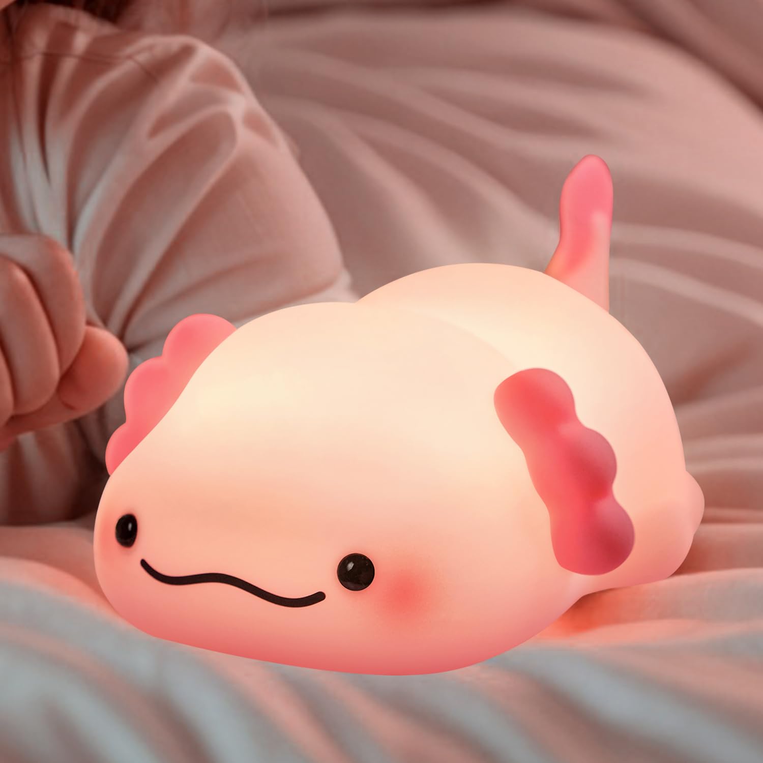 Axolotl Night Light for Kids,Animal Silicone Nursery Night Lamp, Rechargeable Table Lamp Bedside Lamp,Cute Room Decor Light for Bedroom,Living Room,Dining,Desk Decorations,Gift