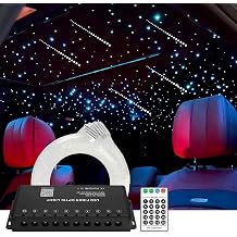 AMKI 100pcs*0.04in*16.4ft Pure White Shooting Stars Effect Fiber Optic Lights Kit,10Holes LED 5W Meteor Light Engine with Bluetooth+RF Remote Control 20 Meteor Modes