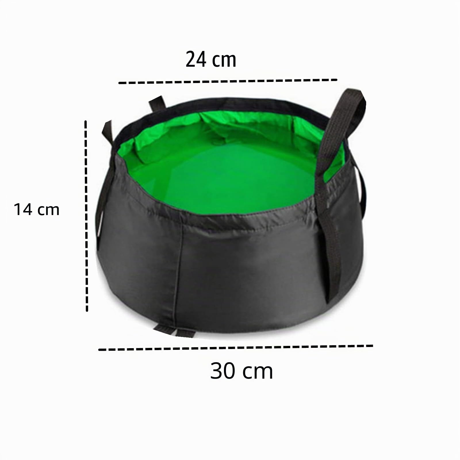 Vasca da bagno pieghevole per esterni, bacinella portatile con manici, Nero-Verde