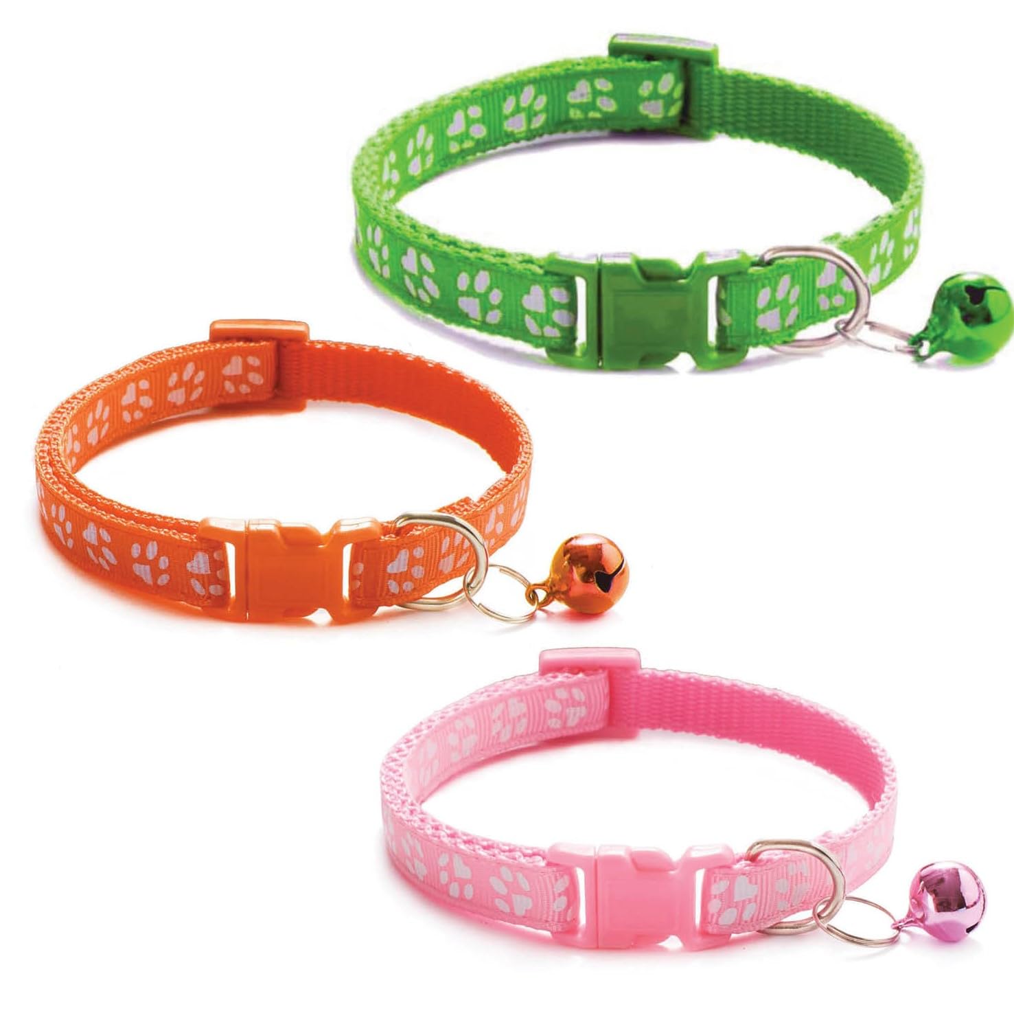 Litvibes Cat Collars Set of 3 with Bell,Kitten & Small Dogs Soft Adjustable Collar Safe,Solid & Protection Breakaway for Cats & Puppies,Cute Kitty with Paw Print-(Green,Orange,Light Pink) (B0D1CFQVSM) Amazon Price History, Amazon Price Tracker