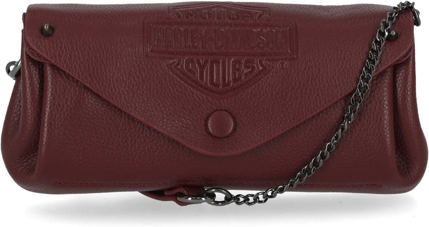 Harley-Davidson Women's Bar & Shield Leather Flap Crossbody Purse - Oxblood