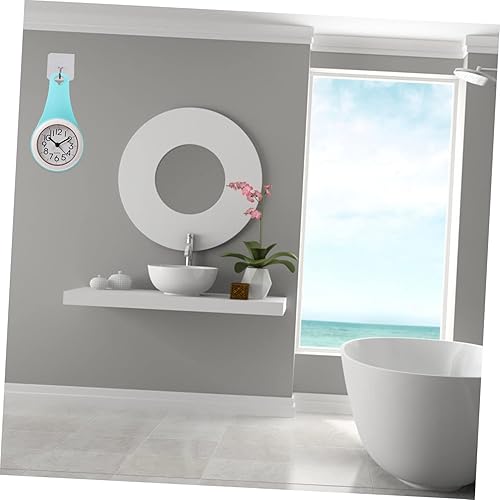 Miniatura 2 de Amosfun Reloj de pared con ventosa para baño, 3 uds, gancho de toalla con ventosa, reloj rústico, reloj digital de pared, ganchos circulares