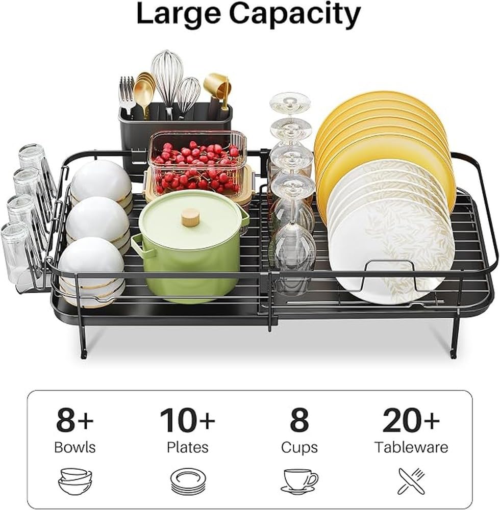 Escurridor de Platos Rosa. Escurridor de Platos de Gran Capacidad