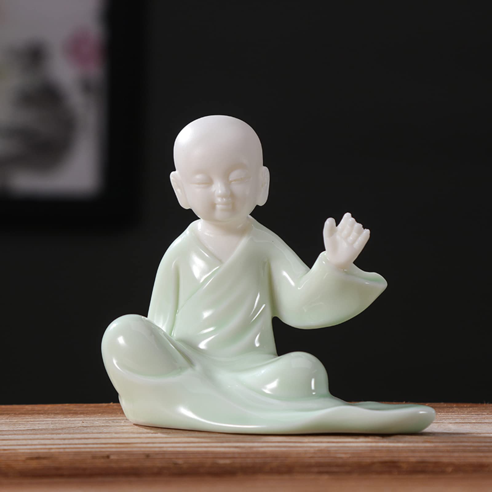 Dytartzx Ceramic Ornament Religious Buddha Statue Figurine Handcrafted Sculpture Ornament Arts Home Office Desktop Decor Gift