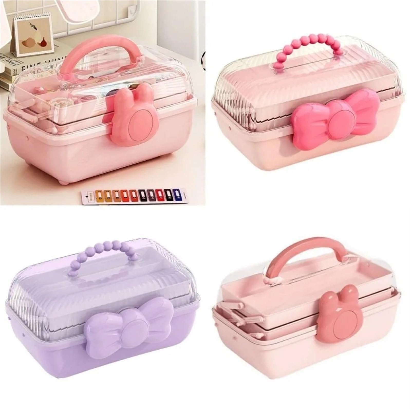 Haargummi Organizer 3-lagige Aufbewahrungsbox for Schmuck und Haarschmuck, praktisch, transparent, tragbar, multifunktionaler Organizer(Style2)