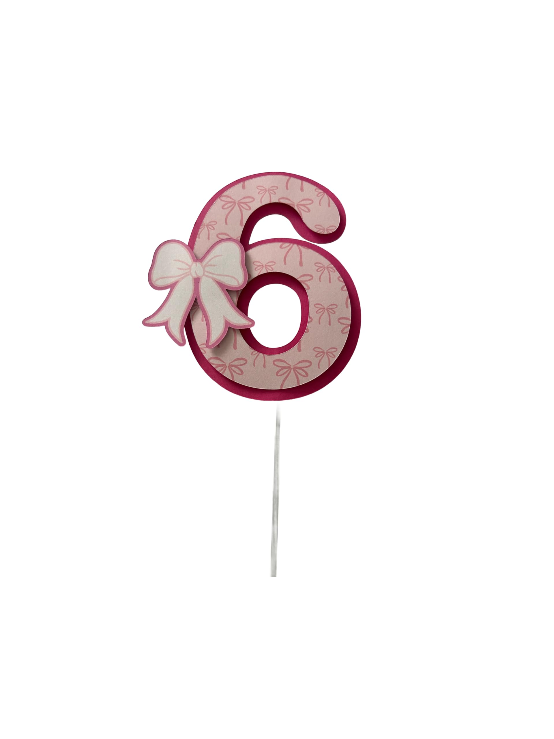 Number 6 Birthday Cake Topper (Bow)