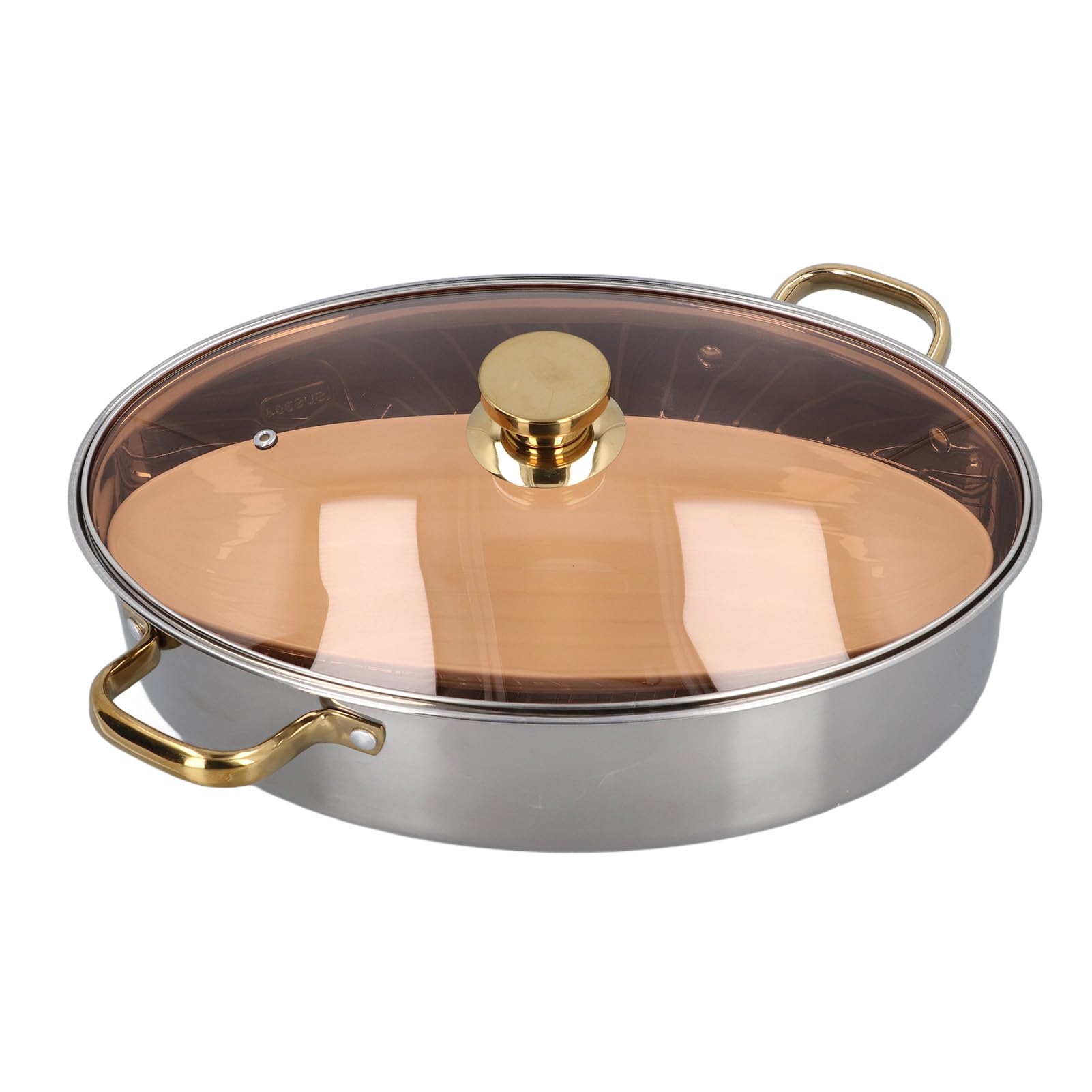 Generic Pentola a Vapore per Pesce in Acciaio Inossidabile 304, Pentola a Vapore di Forma Ovale, Coperchio Trasparente e Piastra in Ceramica Multiuso, Ideale per Cuocere a Pesce, Frutti di Mare e
