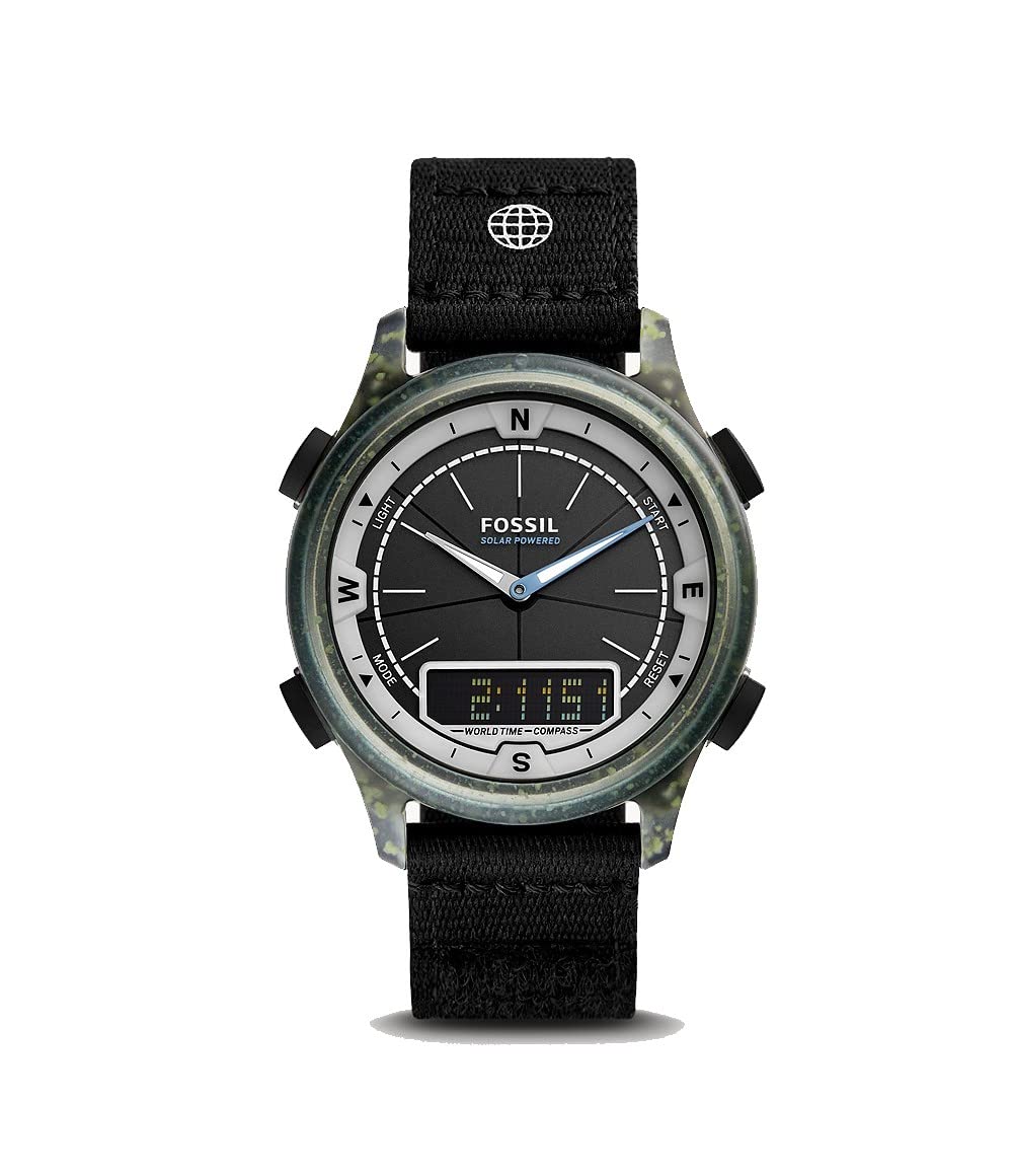 Fossil - SOLAR ANADIGI collection black colour 100 rPETU watch for men FS5913 Black Strap