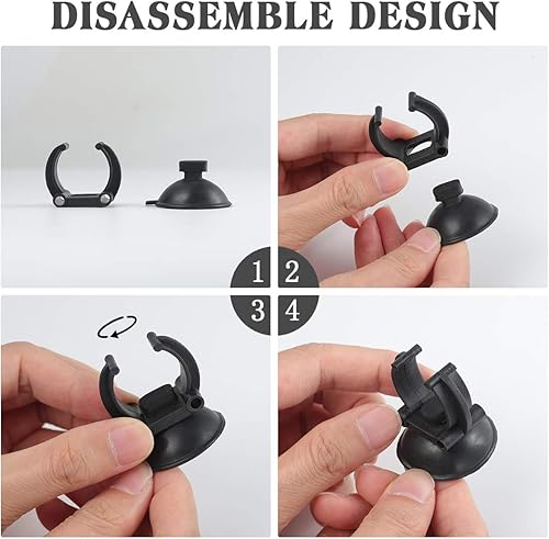 Miniatura 2 de POPETPOP 10pcs acuario ventosa taza para línea de aire tubo cable titular (negro)