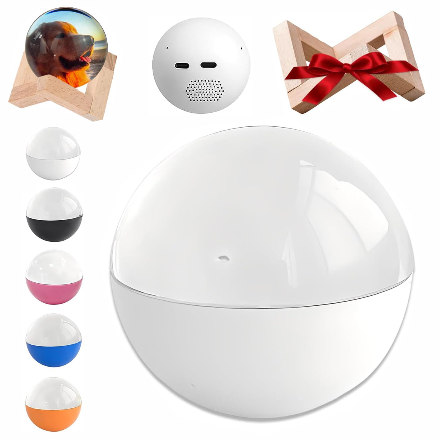Memory Sphere Lamp Video, 2.7" Memory Orb Ball Lamp, Personalized 3D Video Crystal Balls, Crystal Ball Video Player with Custom Upload Videos & Photos, Gift for Anniversary, Birthday, Wedding (White)