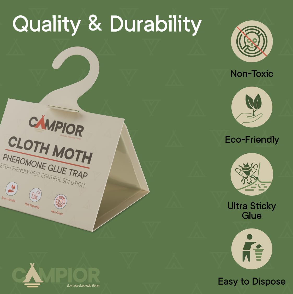 Clothing Moth Traps with Pheromones (20 Pack) Non‑Toxic, Sticky Glue Traps for Clothes Moth Treatment & Prevention, Case‑Making & Web‑Spinning Moths, for Closets & Storage, Protects Clothes & Carpets