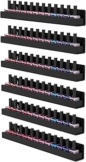 FEMELI Nail Polish Wall Rack: 6 Shelves 15 Inch Acrylic Nail Polish Holder Organizer for 66-90 Bottles, Multi-Purpose Acrylic Floating Shelves (15 Inch, Black)