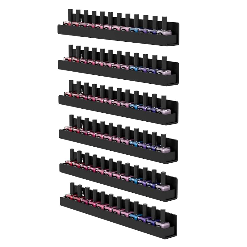 FEMELI Organizador de Parede para Esmaltes com 6 Prateleiras de Acrílico, 38,1 cm, Preto