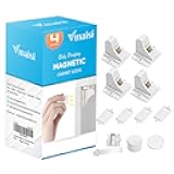 Vmaisi Safety Magnetic Cabinet Locks (4 Locks + 1 key) bundle with Extra Baby Proof Magnet Key, Work with Adhesive for Kitchen Cabinets, Drawers