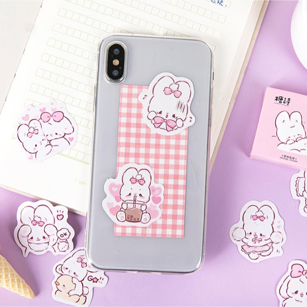 Obujopal 45Pcs Small Cute Bunny Rabbit Stickers for Scrapbooking Journaling Planners Laptop Diary Planner Collage Envelope Phone Case DIY Art Crafts Decoration - Image 4