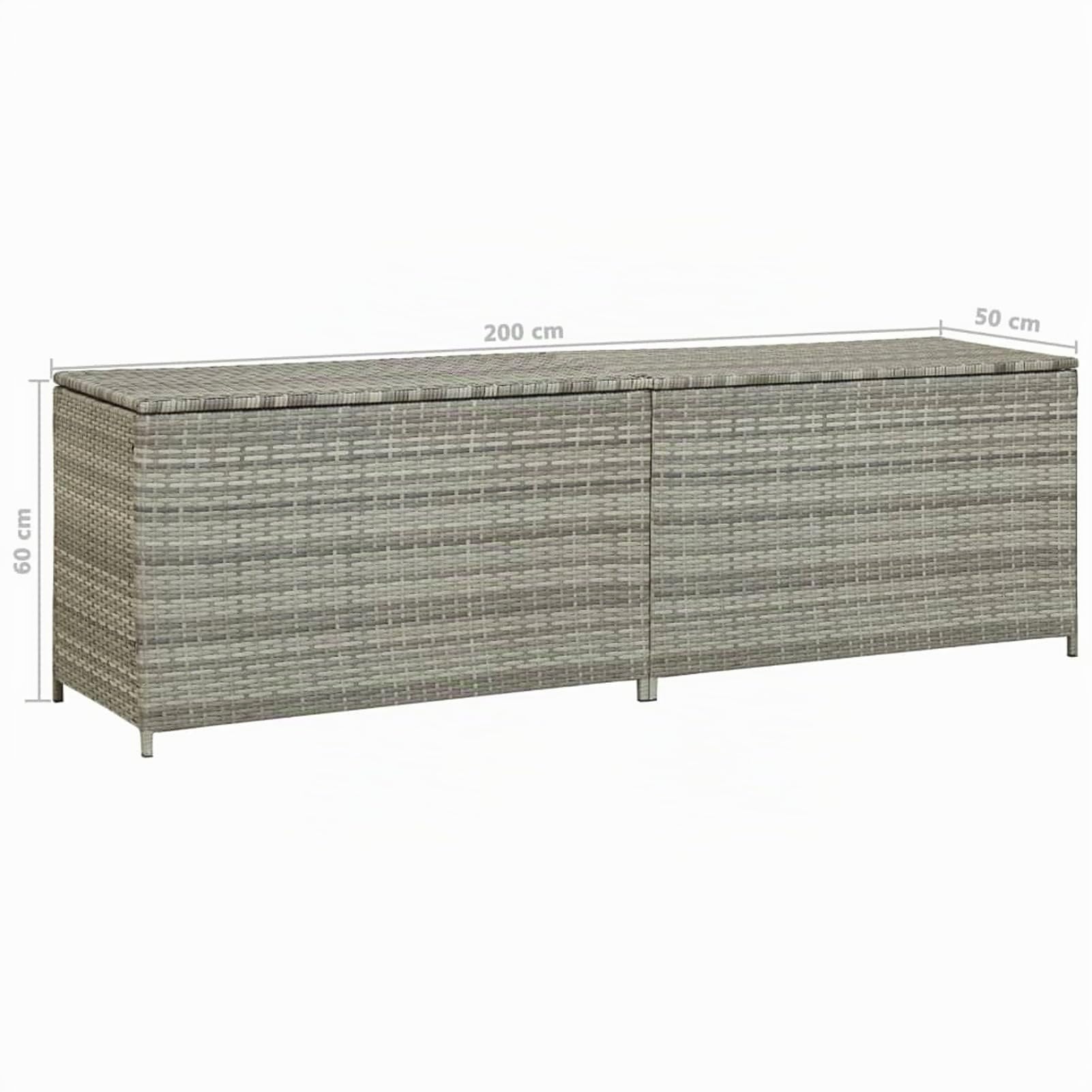 Gecheer Baule da Giardino, Casapanca in Polyrattan con Fodera Protettiva, 200x50x60 cm, Grigio, per Oggetti da Giardino, Cuscini e Accessori