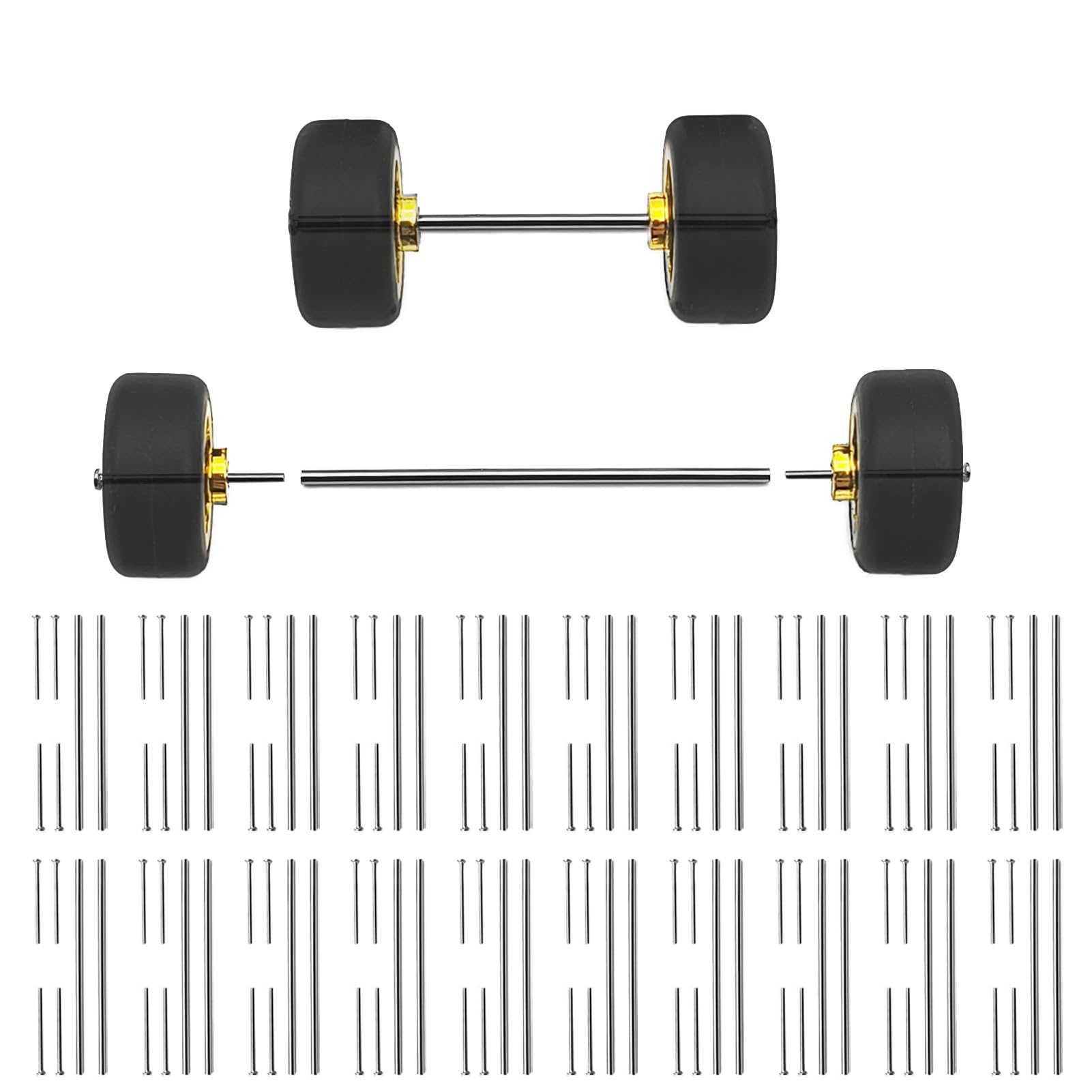 Photo 1 of 1/64 Wheels Modified Hollow Shaft & Mushroom Nails 20 Sets - Suitable for 1/64 Diecast Cars DIY Tires - Each Set Includes 2 Hollow Shafts & 4 Mushroom Nails (1.18in/30mm)