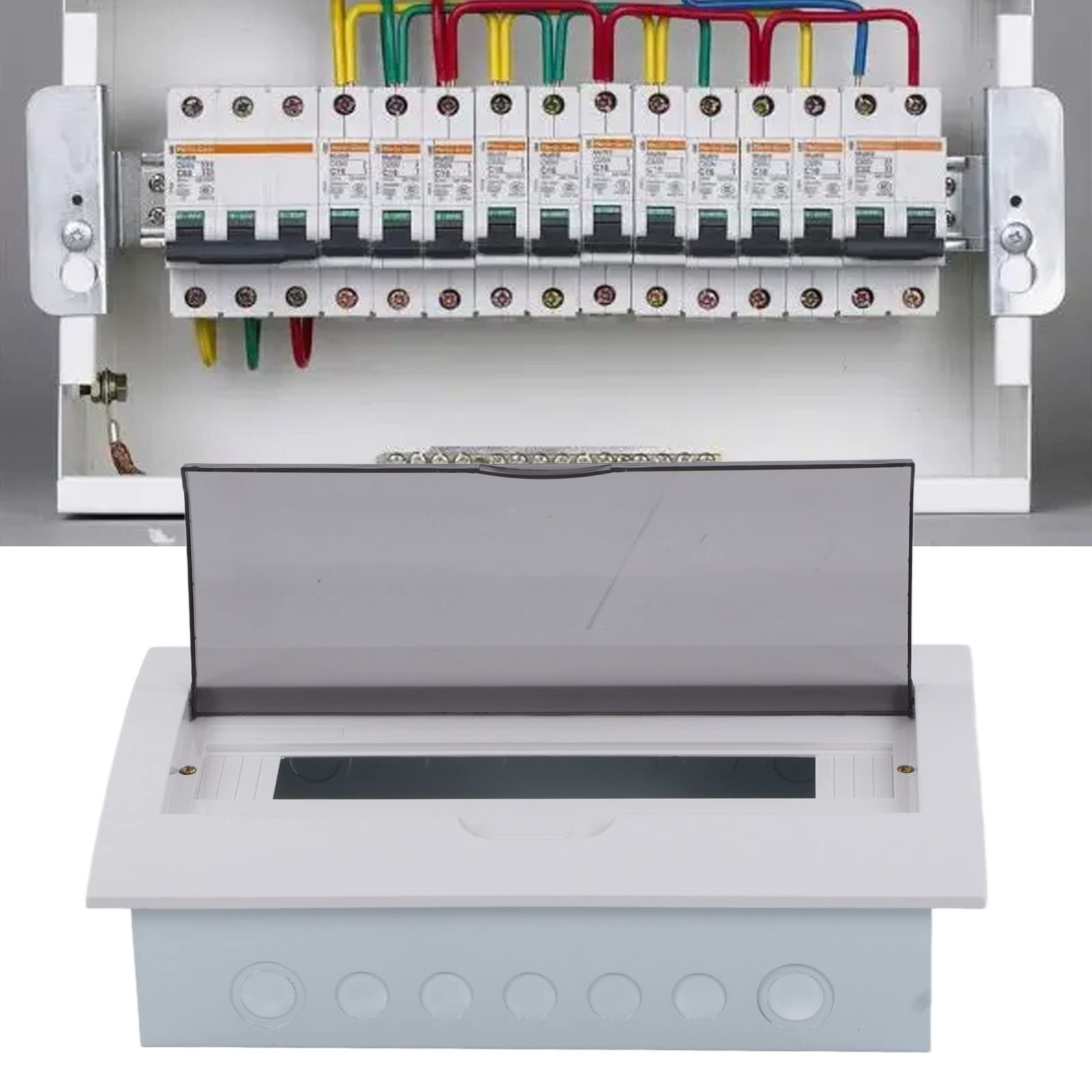 CHICIRIS 18-Wege-Verteiler-Anschlusskasten, Stabiler Eingebetteter Leistungsschalter für den Elektrischen Einsatz Im Innenbereich, Eisen- und PC-Material