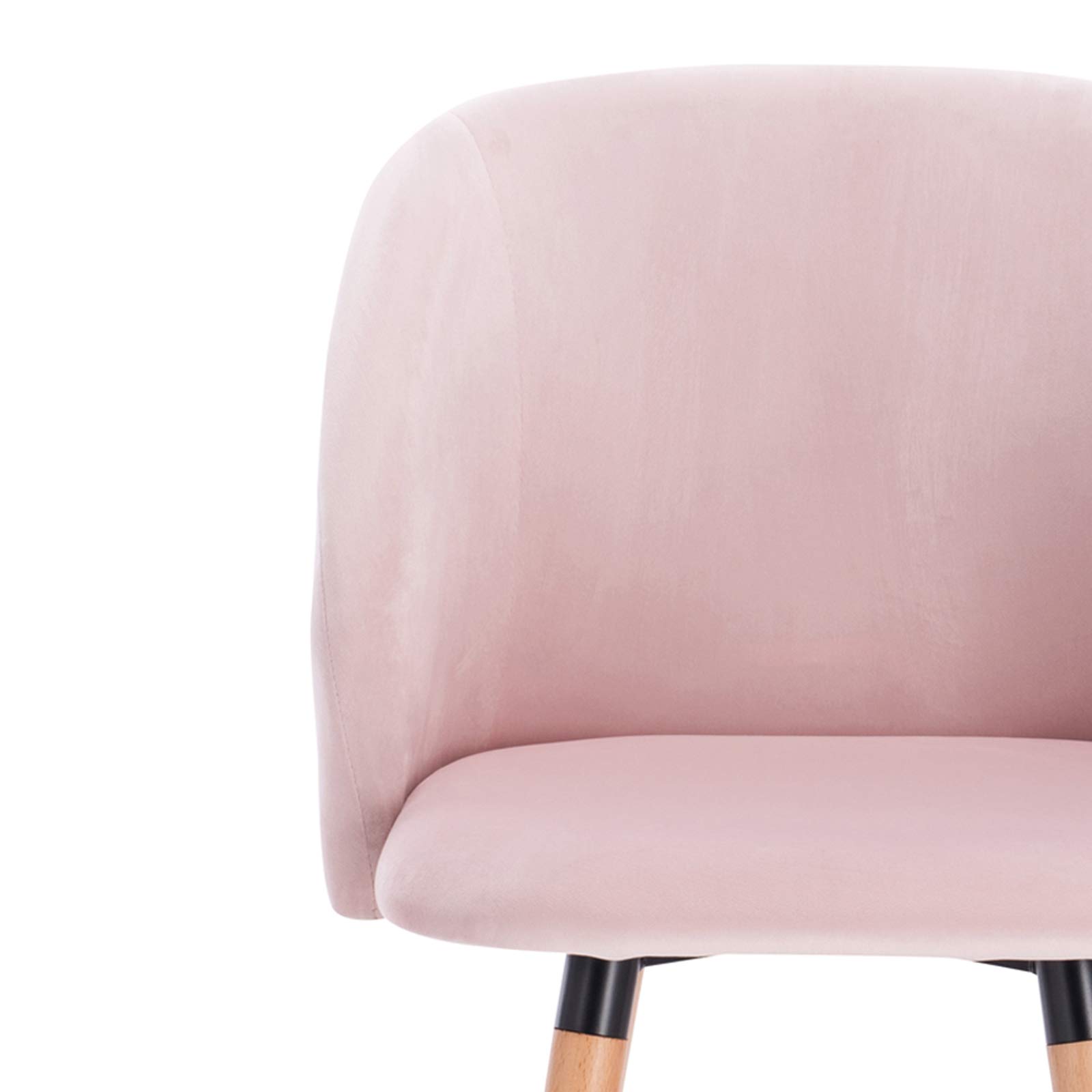 WOLTU Silla de Comedor,Terciopelo,Rosa | Tapizadas,Ergonómicas con Respaldo y Brazos para Salón y Dormitorio, Estilo Nórdico, Patas de Madera