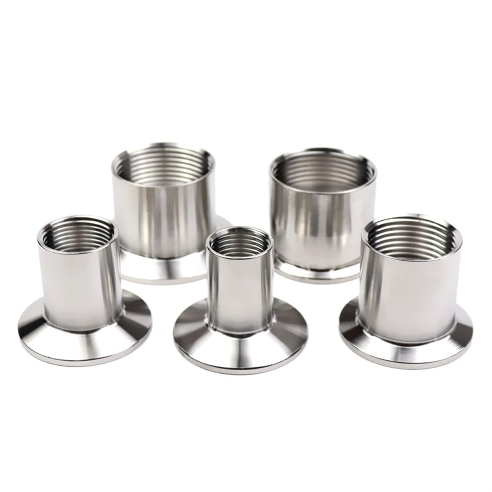 Zhidaishi Women's Silver 2 1/8" 1/4" 1/2" 3/4" 1" 1-1/4" 2" Bsp Sanitary Stainless Steel Ss304 Threaded Ferrule Pipe Fittings Tri-Clamp Adapters(Silver 2",Ferrule 25.4Mm)