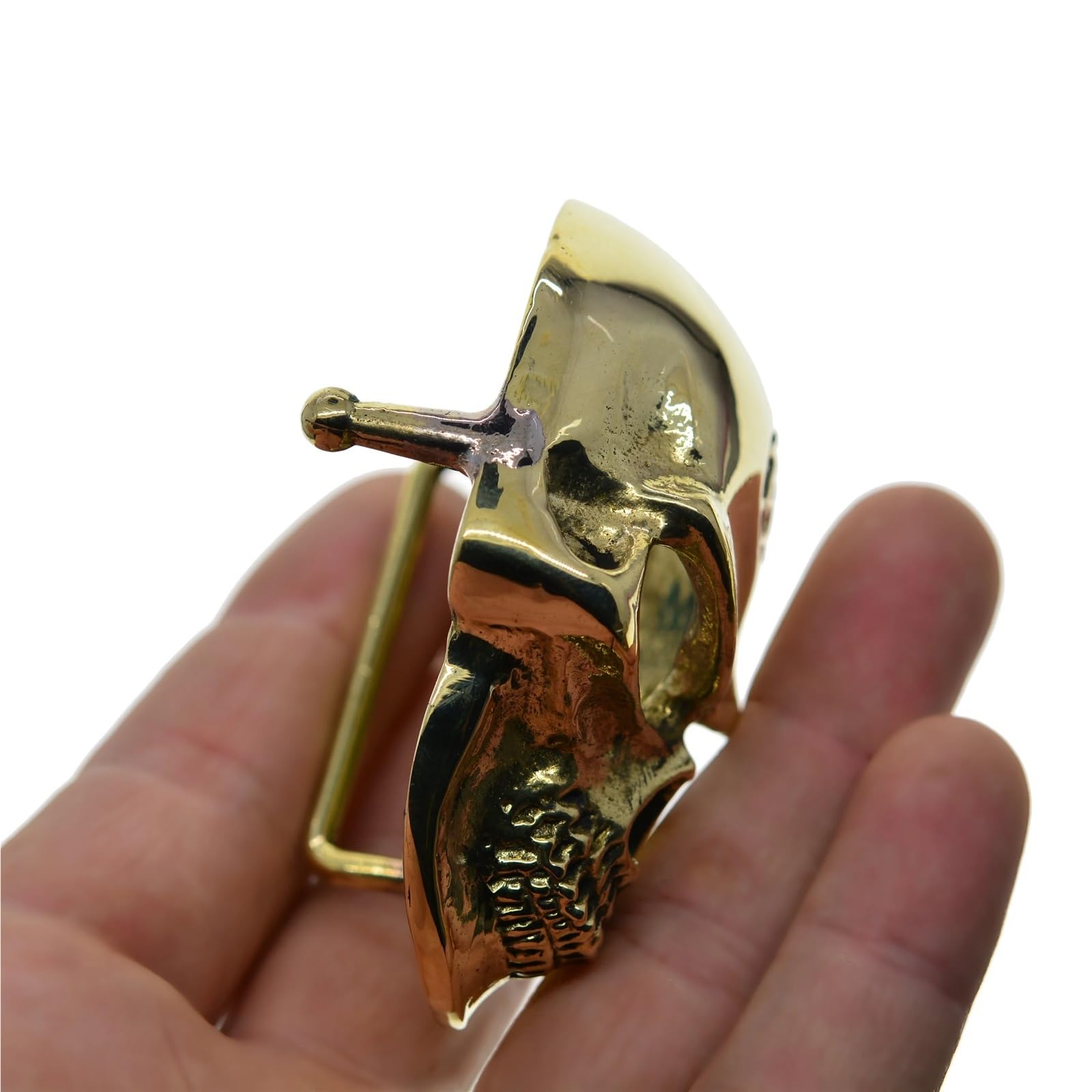 Hebillas Cinturon Hebilla de cinturón latón macizo vintage con diseño calavera 3D pulida a espejo 1,5 pulgadas para Reemplazo