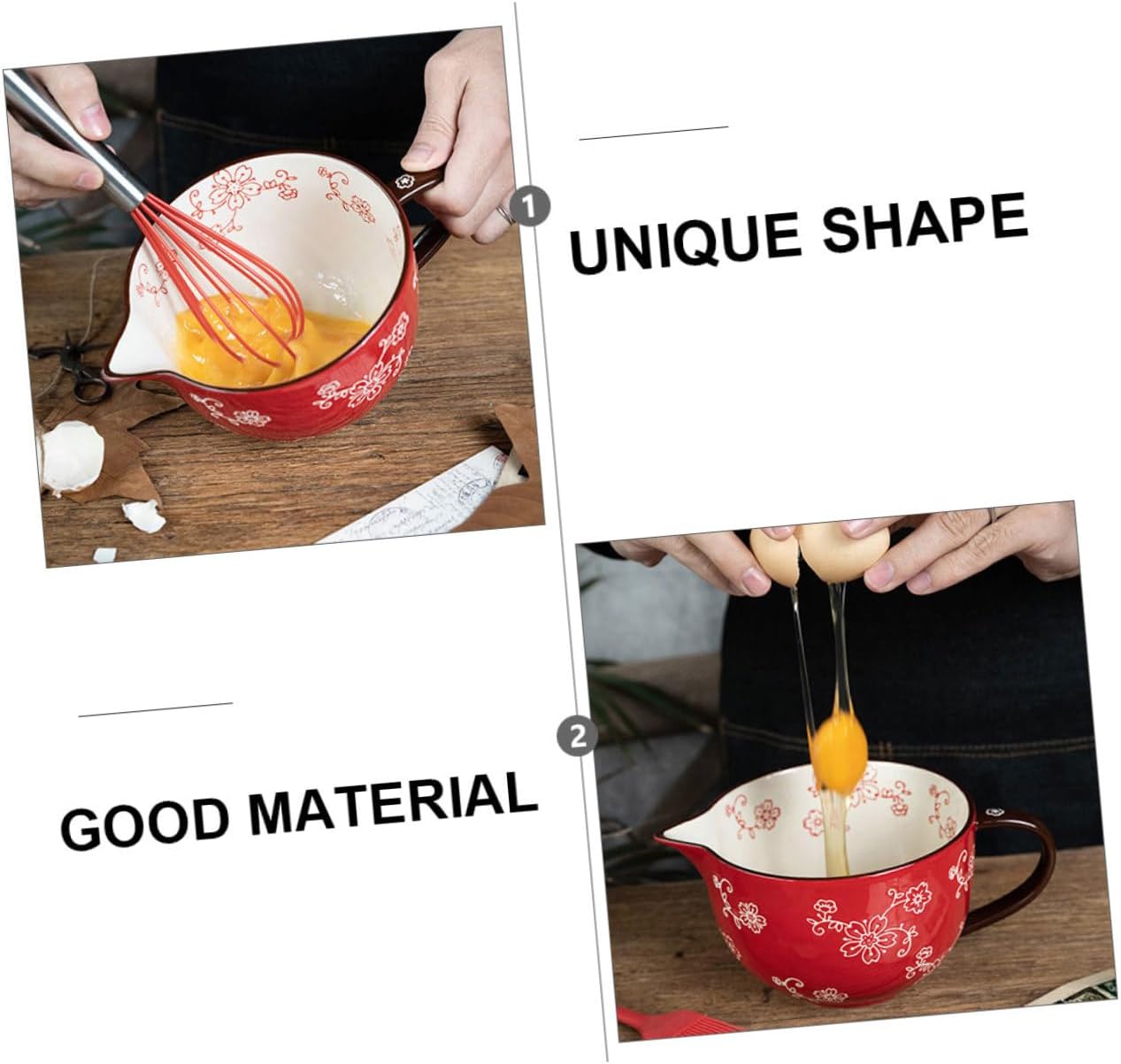 GLEAVI Ceramic Mixing Bowl Spout Mixing Bowl for Kitchen Dishwasher Safe for Cooking and Baking 1-Piece Design