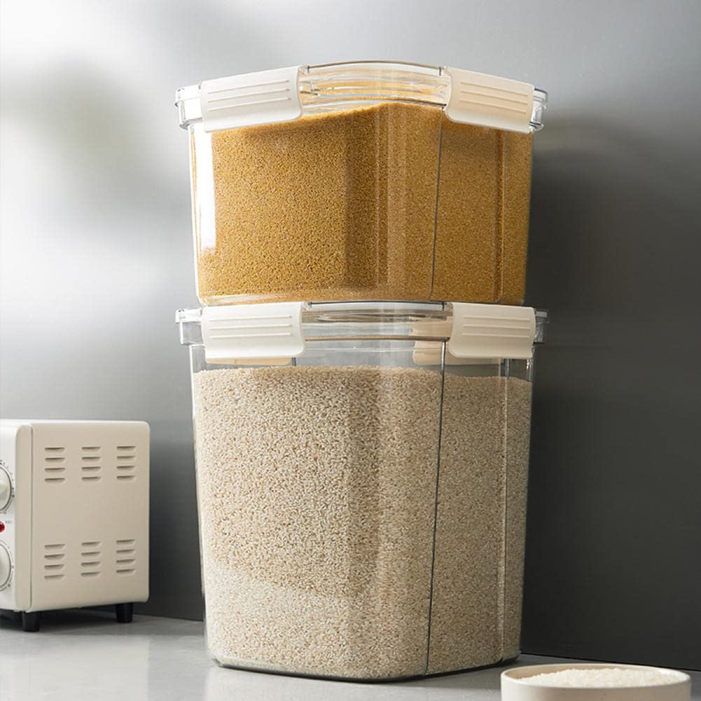 BBG Rijstdispenser, 11,8 kg, groot, verzegelde bewaardoos met deksel, cilinderdoseerder, vochtbestendig, voor de keuken