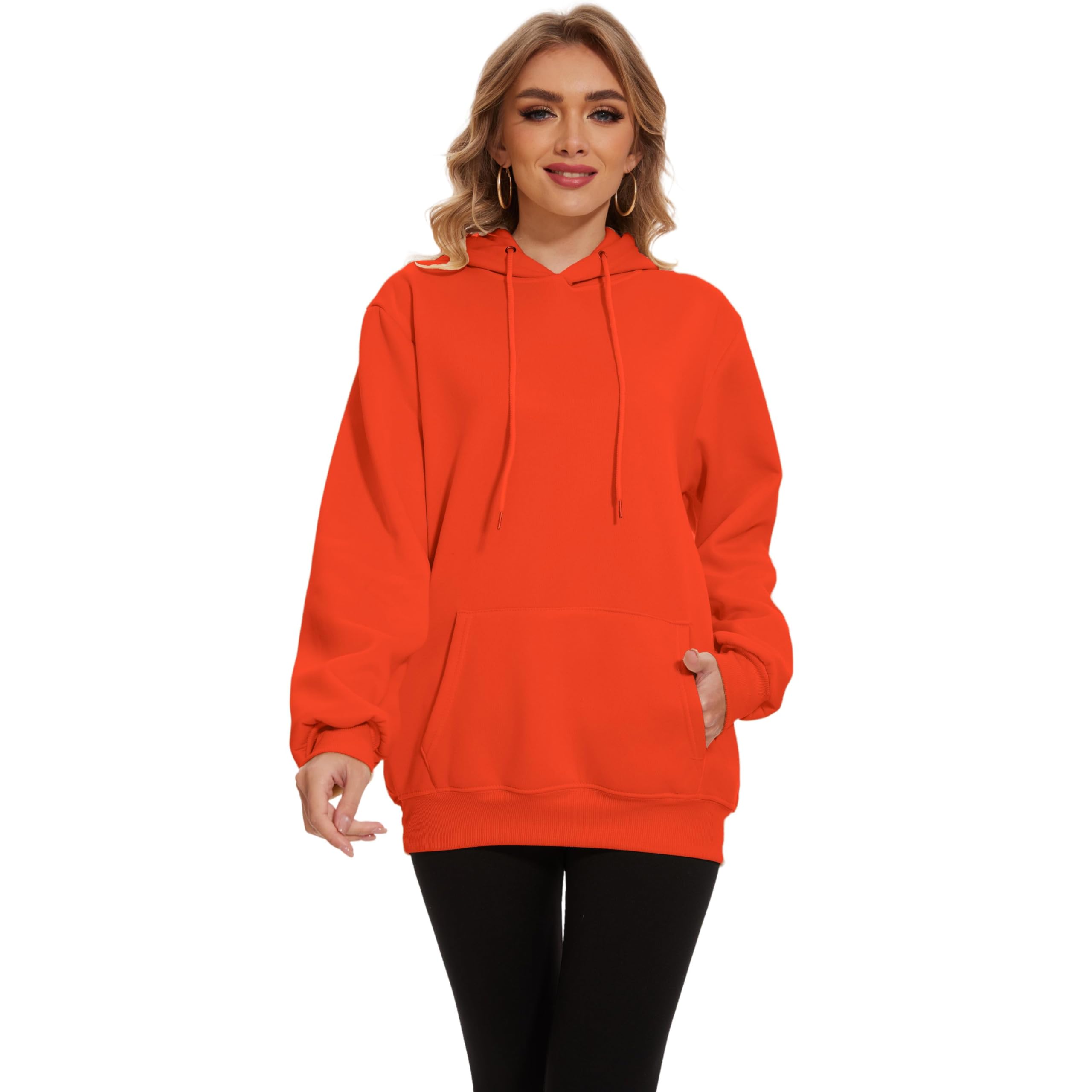 Icibgds Womens Basic Solid Hoodies Casual Oversized Pullover Sweatshirts 2024 Fall Winter Fashion Long Sleeve Outfits