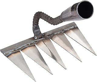 Leaf Rake Garden Rake Metal Rake Leaf Rake Leaf Rake Lawn Rake for Garden, Garden Rake Hand Rake Small Fan Broom Heavy Duty Tooth Rake for Weeding/Loosening/Sowing (without stick)