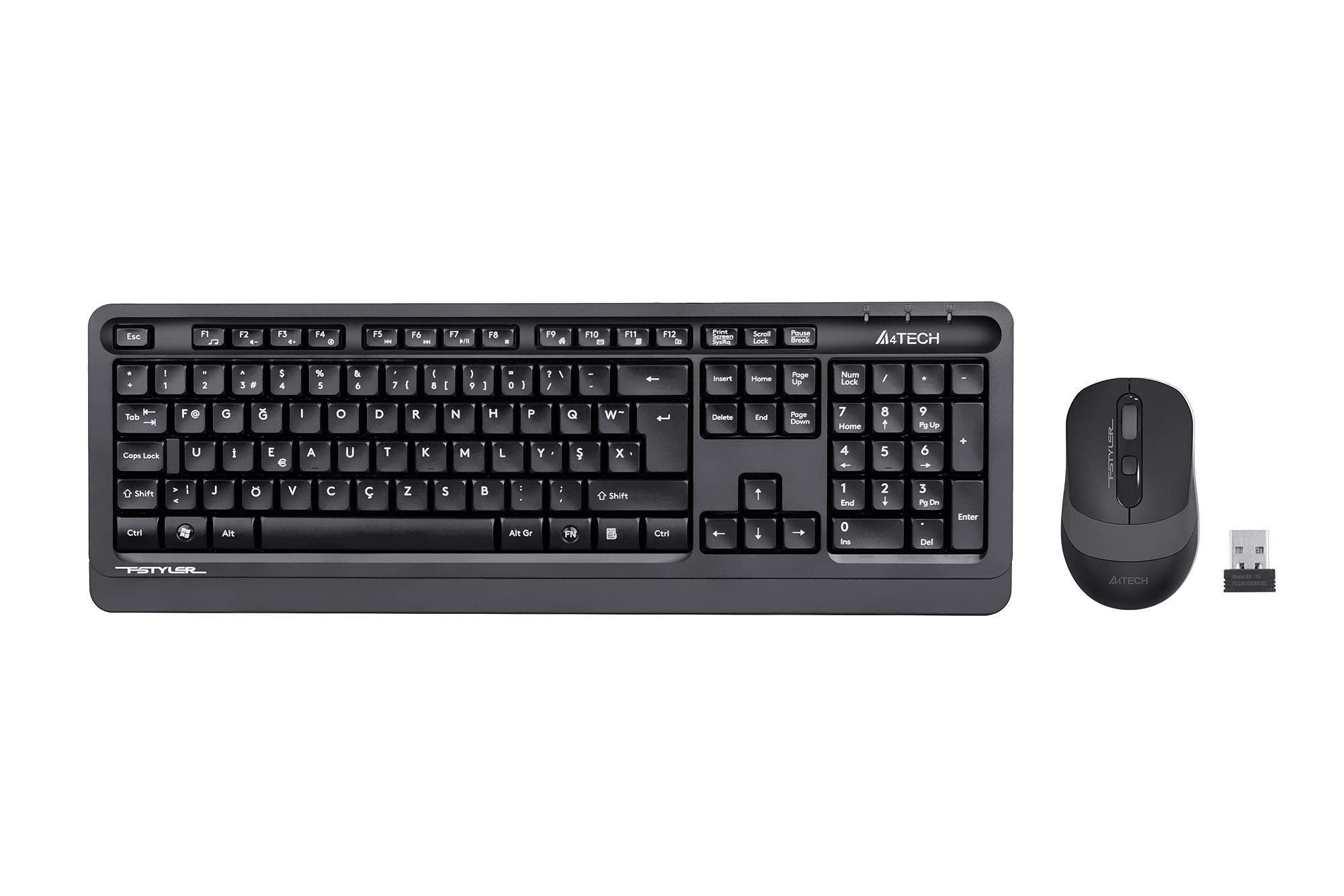 A4 Tech FG1010 Fstyler Wireless (F) turecka klawiatura multimedialna Fn + zestaw 2000 Dpi Nano Optical Mouse