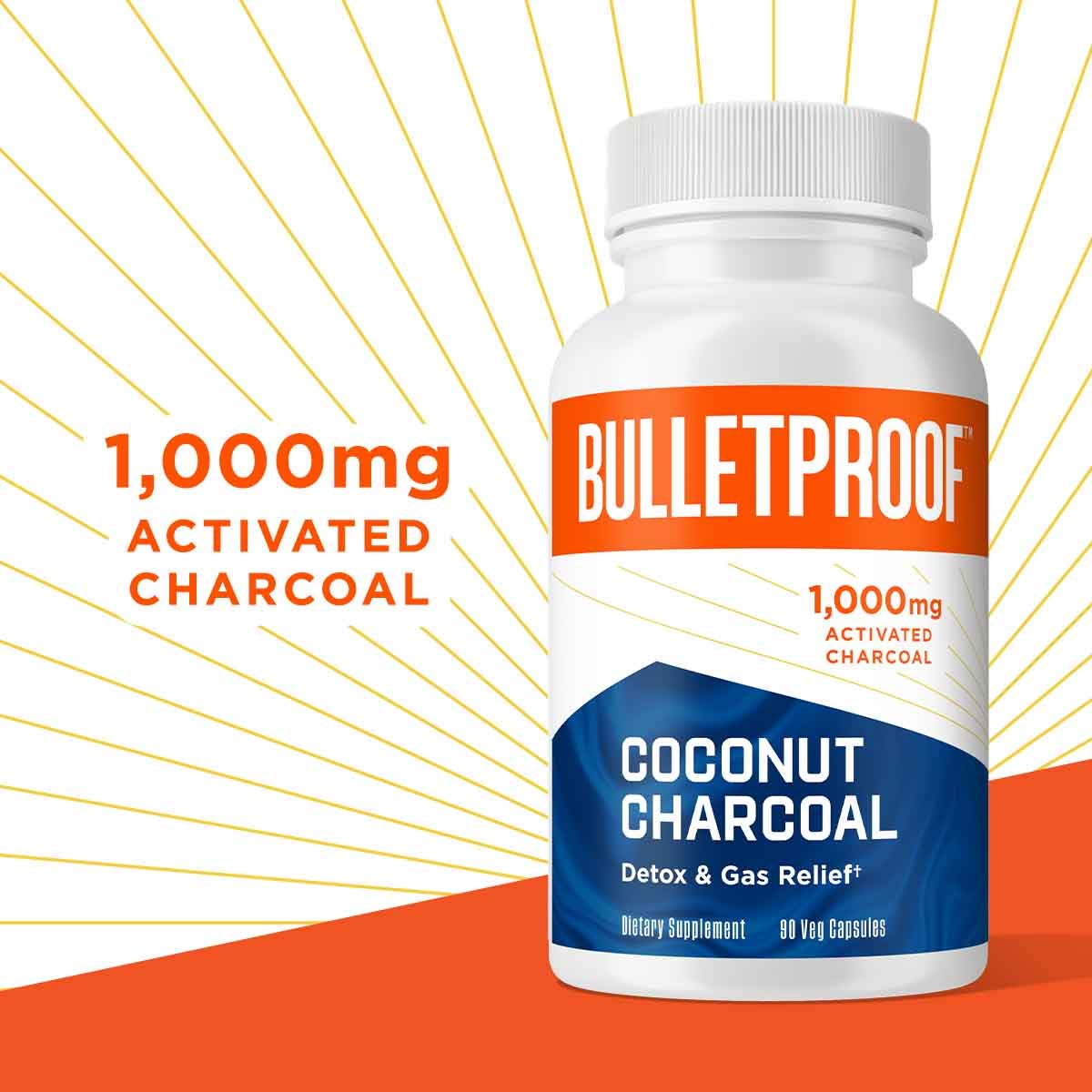 Bulletproof Activated Charcoal, 100 Coconut, Heartburn and Gas Relief