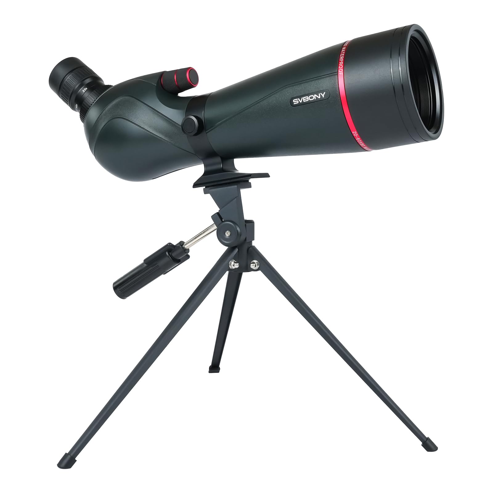 Svbony SV406 20-60x80 mm Luneta Obserwacyjne, HD FMC BAK4, Podwójne Skupienie, 1,25'' Wyjmowany Okular, IPX7 Wodoodporny, ze Statywem, Torba, do Obserwacji Ptaków, Dzikich Zwierząt, Krajobraz