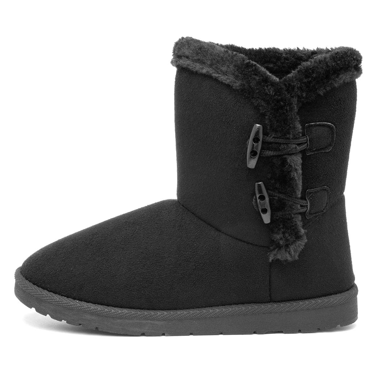 Womens Black Faux Fur Ankle Boot