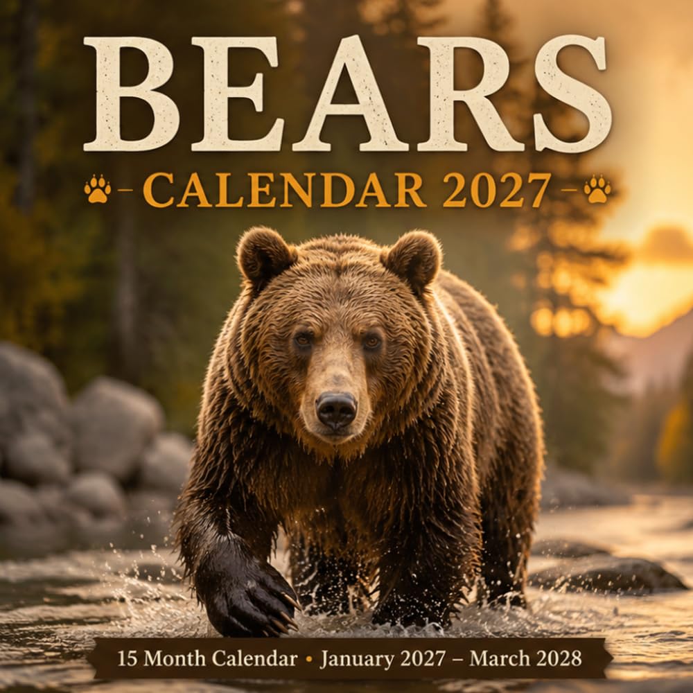 Bears Calendar 2027 January– March 2028 (15-Month Planner & Calendar): Stay Organized with Stunning Wildlife Images Throughout The Year and Beyond