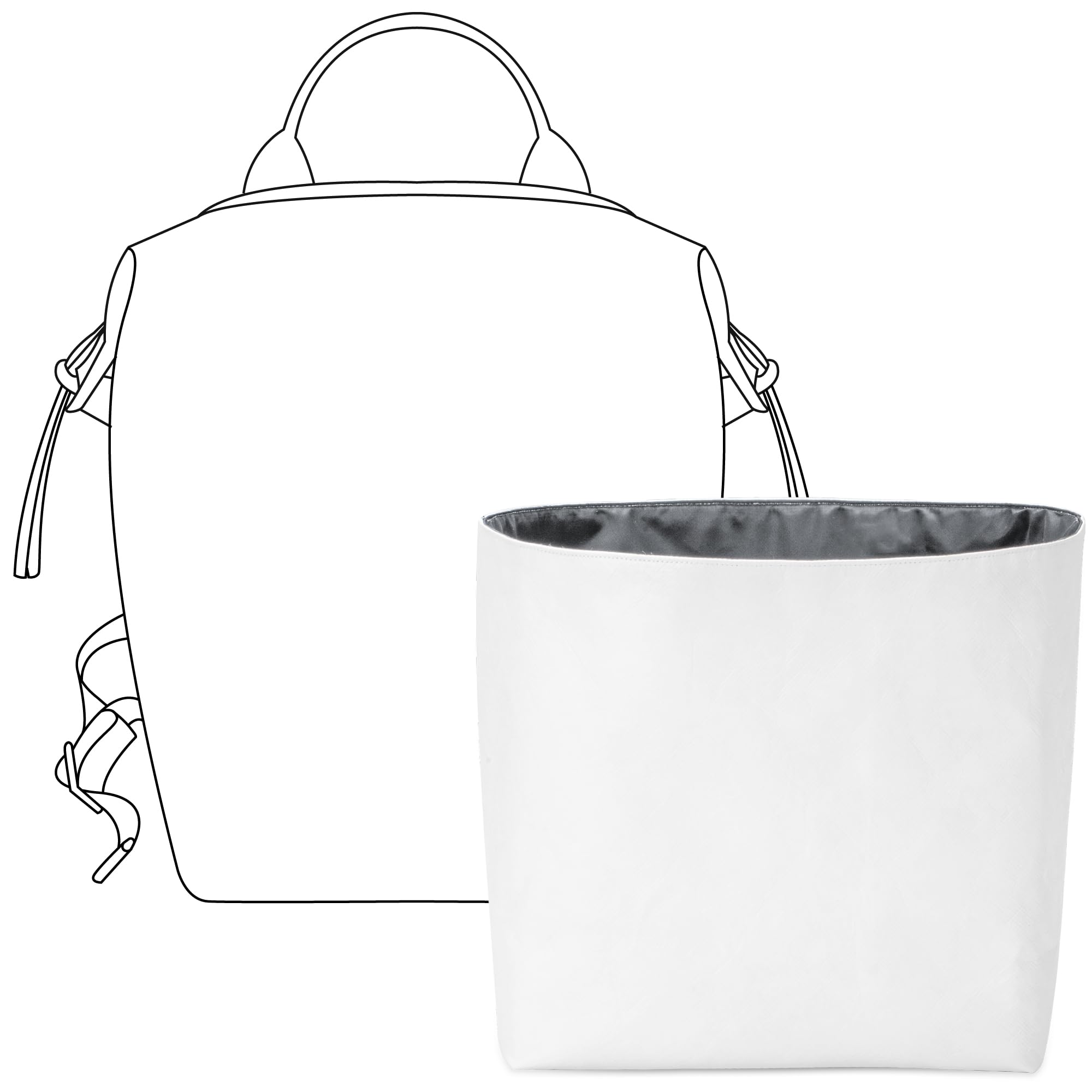 FANJI Project Tote Bag Organizer Insert for Longchamp Le Pliage Backpack, Custom Fit Inside Premium Slate Gray Lightweight WaterResistant Purse Insert with Cup Holder Accessories