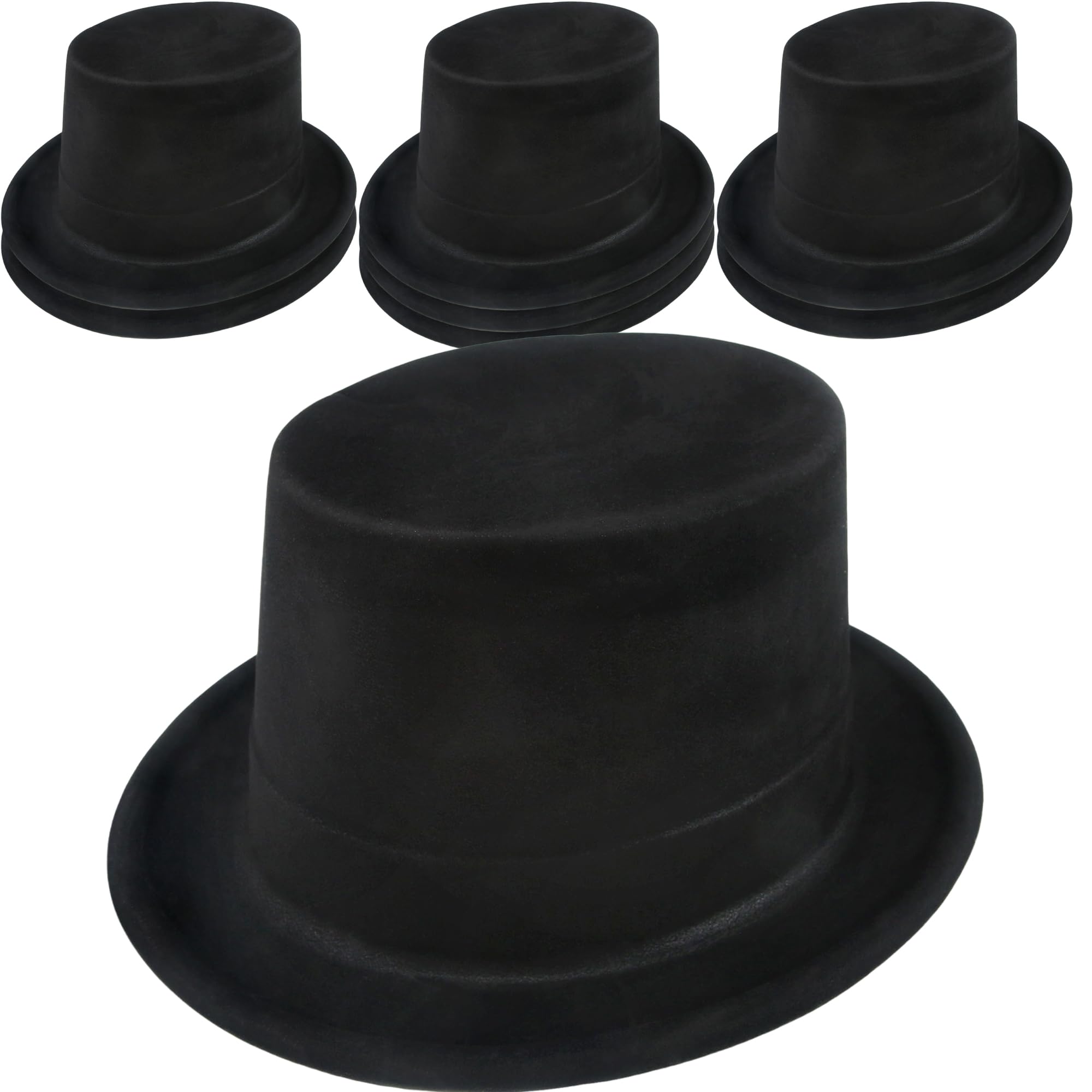 SGBETTER 8 Pack Adults Black Top Hats Plastic Magician Hat Costume Party Hat Top Hats Bulk for Party Dress Up Supplies
