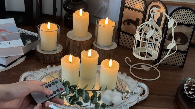 Image of Lezonic Flameless Votive Candles Battery Operated with Remote and Timer, Pack of 6 (D:2 inch X H:3 inch) LED Ivory White Long Lasting Flickering Wax Candles with Realistic 3D Flame