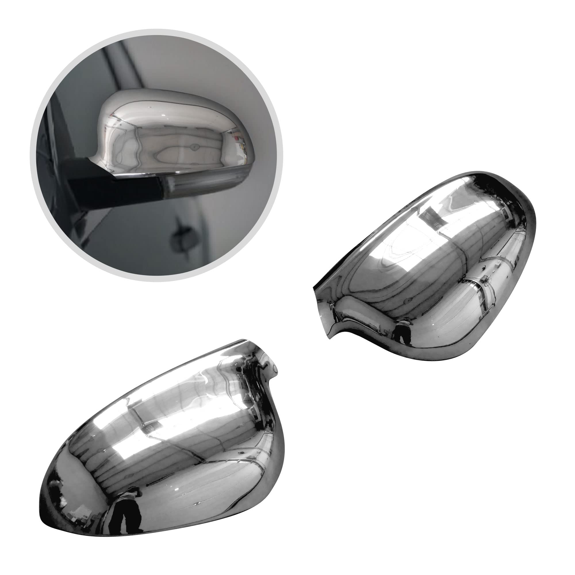 CHROMEMASTER | Nakładki na Lusterka Zewnętrzne | Kompatybilne z VW EOS 1F7/1F8 Cabriolet 2006-2011 | Stal nierdzewna; Osłony Lusterek to Niepowtarzalny Wygląd Auta i Ochrona Przed Uszkodzeniem