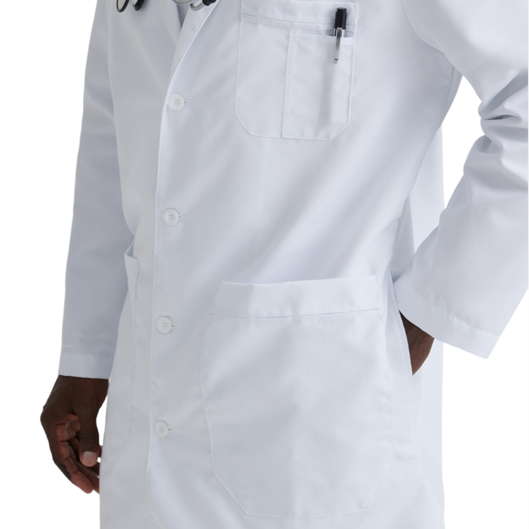 Barco Labcoat de 5 bolsillos 37" para hombre - Blanco - 50 cm