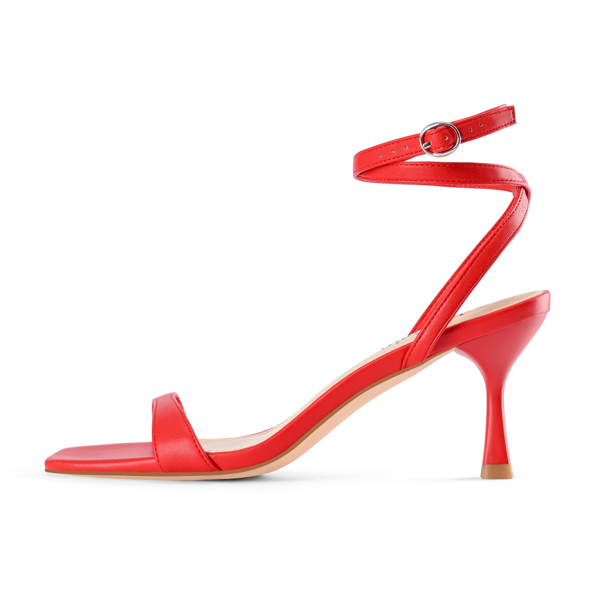 Adrizzlein Kitten Heels for Women Strappy Heels Square Open Toe Lace up Heeled Sandals Ankle Wrap Strap Pumps Dress Shoes Wedding