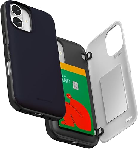 Miniatura 32 de GOOSPERY Parachoques magnético para puerta compatible con iPhone 15, funda con tarjetero, cartera con cierre magnético automático, protector