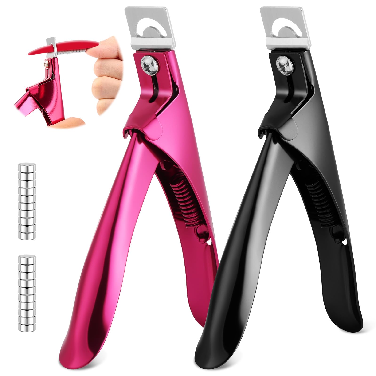 ALIIP 2-Pack Nail Clippers for Acrylic Nails with 20 Magnets,Professional Stainless Steel Nail Tip Cutter Rustproof Sharp,Salon & Home DIY Manicure Tools,for Acrylic Extensions False Nails and Tips
