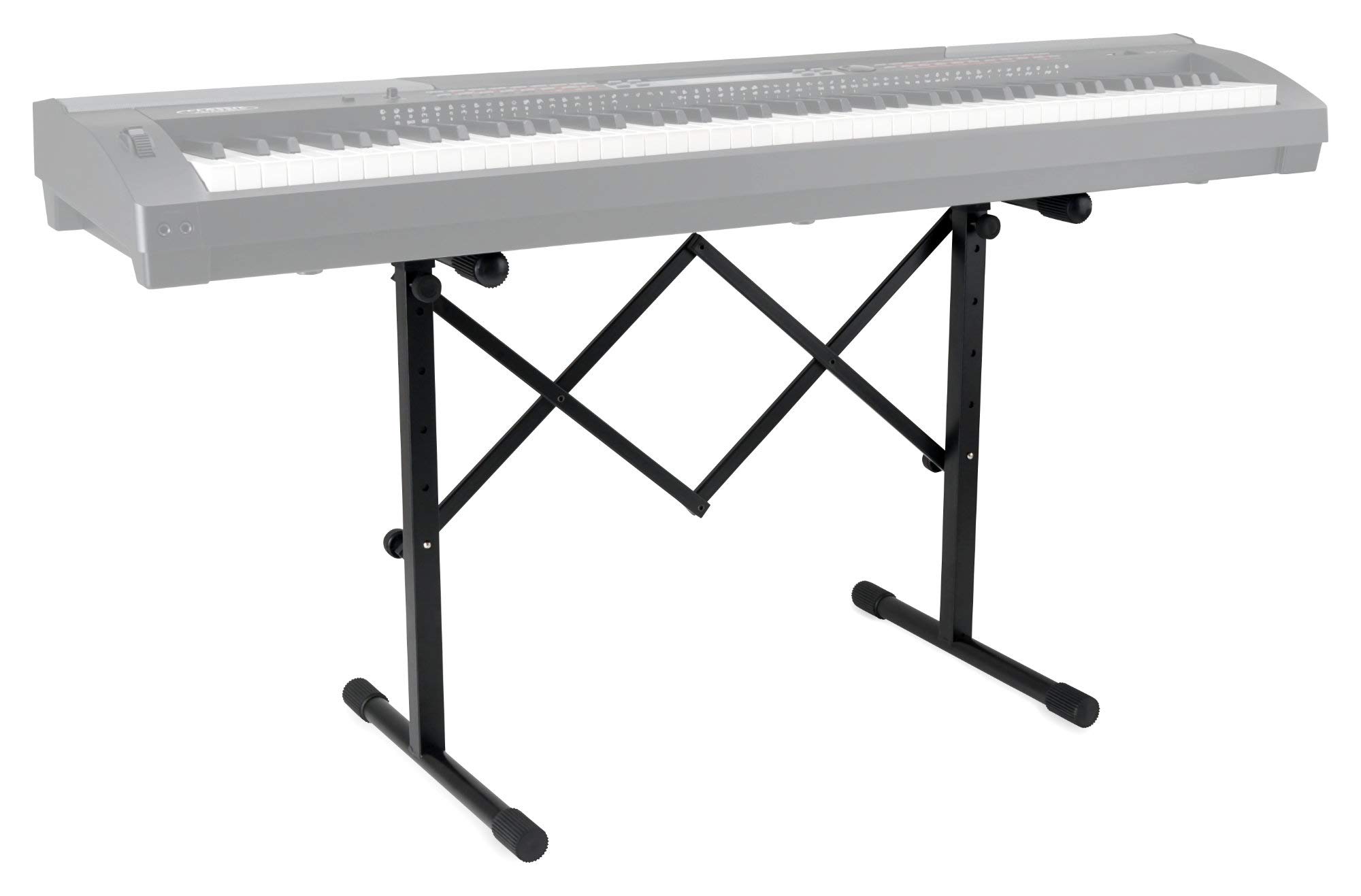 Classic Cantabile KBA-880BK Keyboard- und Mixertisch (höhenverstellbar von 61 bis 85 cm, einfach zusammenklappbar, ausziehbar bis 80 cm Breite, stabile Stahrohrkonstruktion) Schwarz