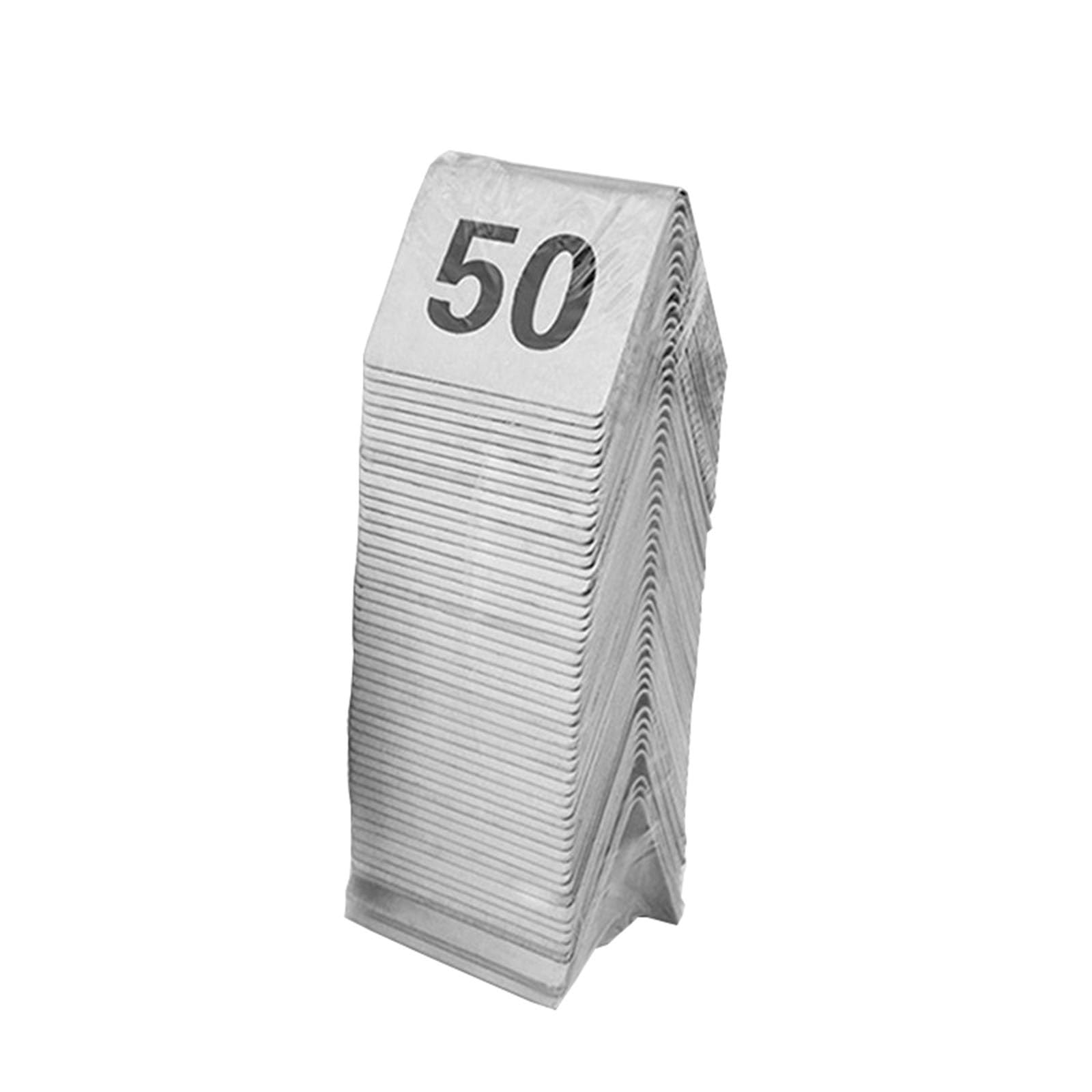 Juego de tarjetas con números de mesa de acero inoxidable, diseño apilable de doble cara, colas en restaurantes e identificación de números de llamada(1-50)
